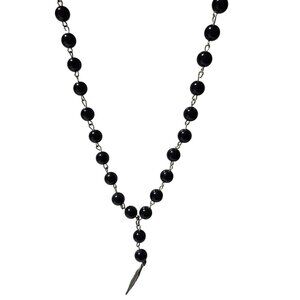 Boho Southwest Black Beaded Feather Charm Necklace Fashion Jewelry Women